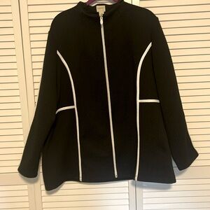 Chico’s zenergy jacket. Black with white trim. Zipper front. Hardly ever worn
